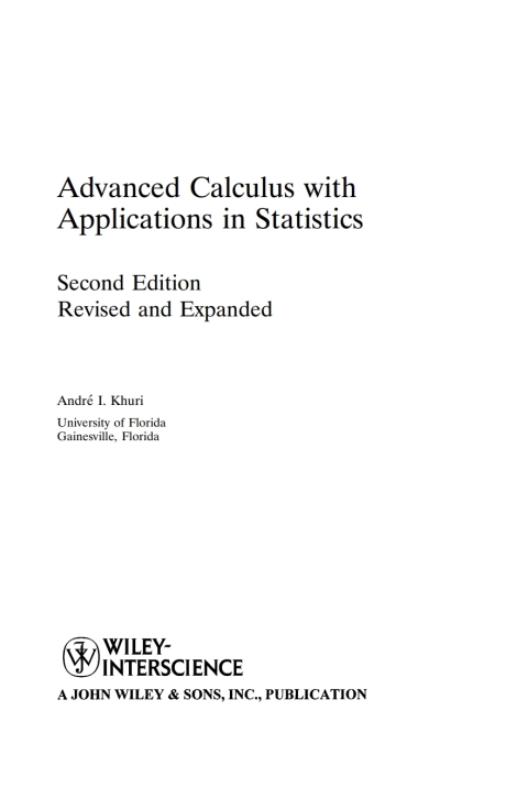 Cover image for book Advanced Calculus with Applications in Statistics