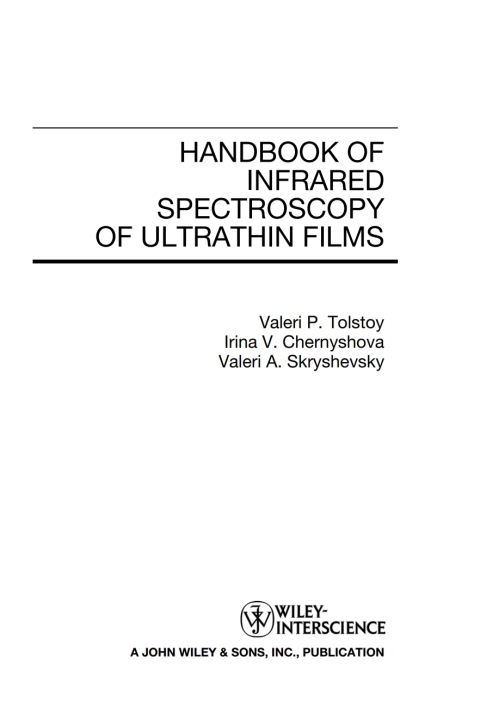 Cover image for book Handbook of Infrared Spectroscopy of Ultrathin Films