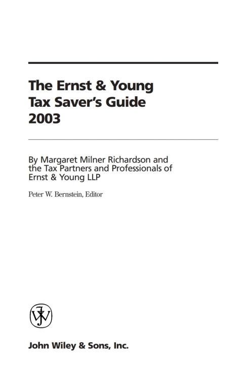 Cover image for book The Ernst & Young Tax Saver's Guide 2003