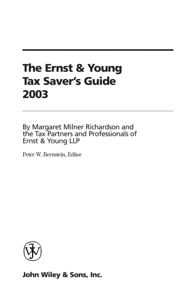 The Ernst & Young Tax Saver's Guide 2003