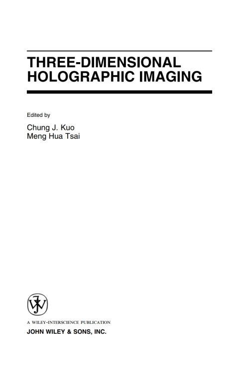 Cover image for book Three-Dimensional Holographic Imaging