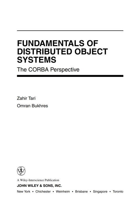Cover image for book Fundamentals of Distributed Object Systems