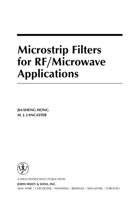 Cover image for book Microstrip Filters for RF / Microwave Applications