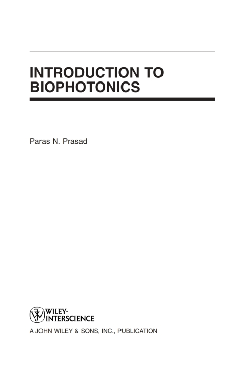 Cover image for book Introduction to Biophotonics