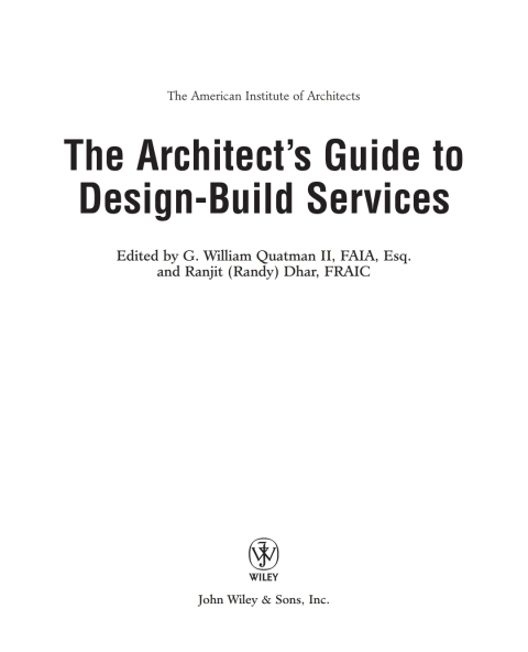The Architect's Guide to Design-Build Services 