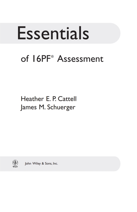 Cover image for book Essentials of 16PF Assessment