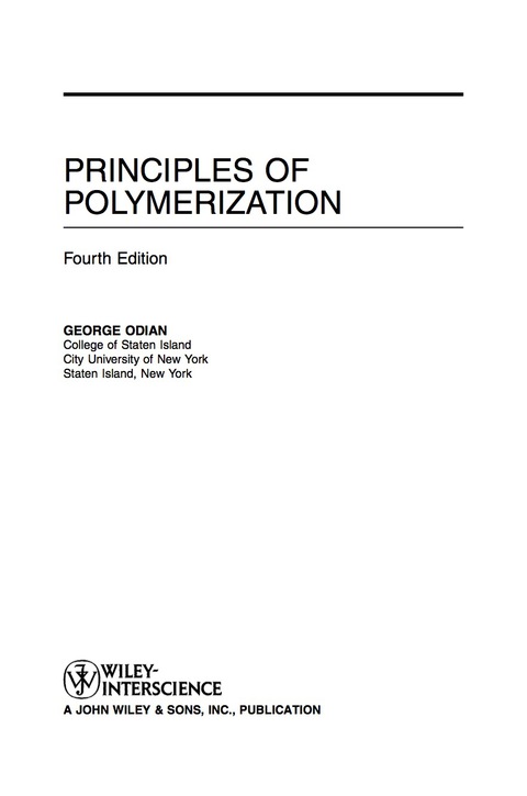 Cover image for book Principles of Polymerization, 4th Edition