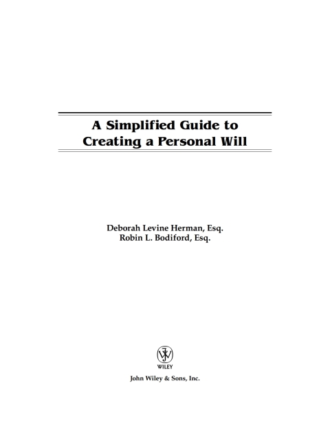Cover image for book A Simplified Guide to Creating a Personal Will