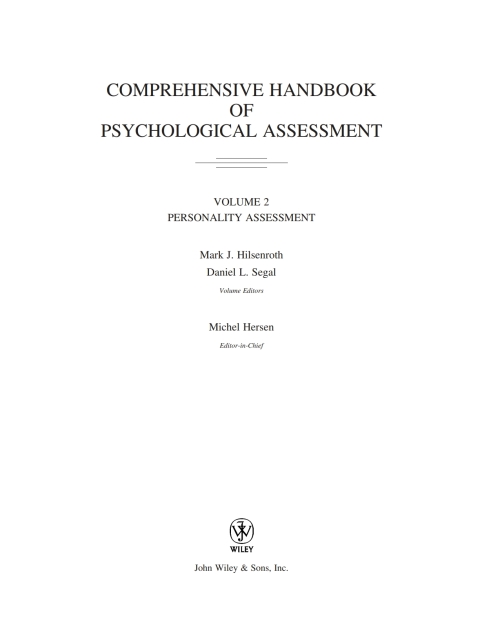 Cover image for book Comprehensive Handbook of Psychological Assessment, Volume 2