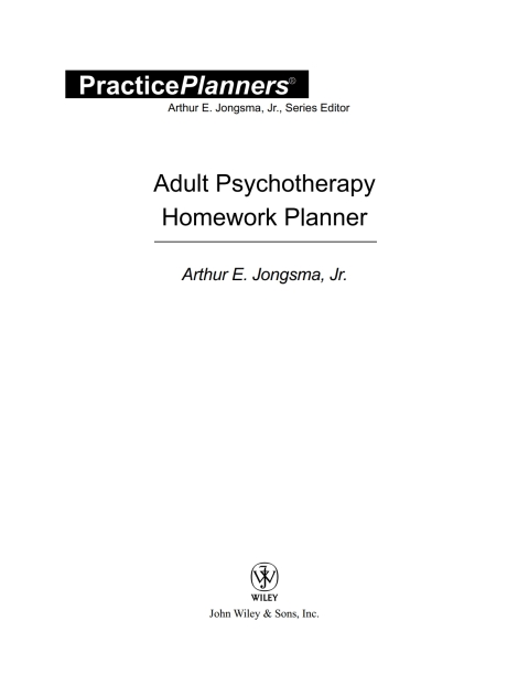 Adult Psychotherapy Homework Planner 
