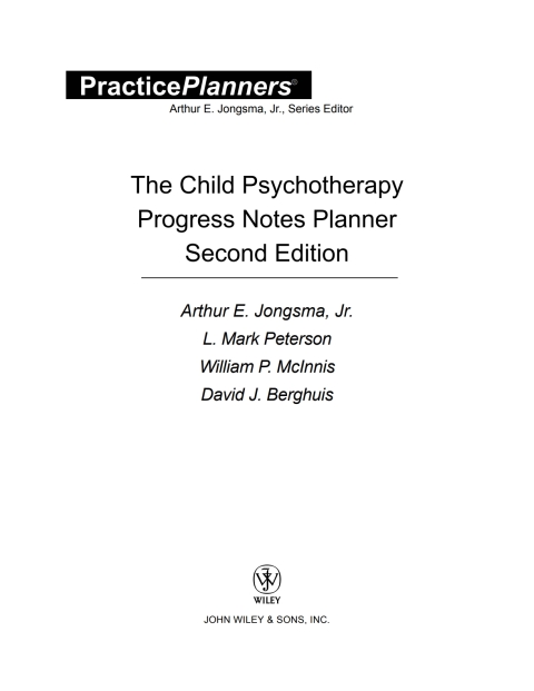 The Child Psychotherapy Progress Notes Planner 