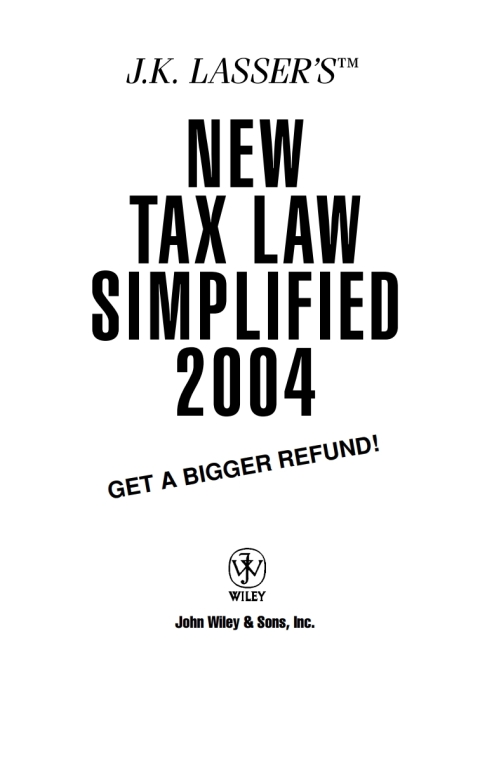 Cover image for book J.K. Lasser's New Tax Law Simplified 2004