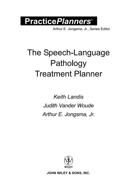 The Speech and Language Pathology Treatment Planner 