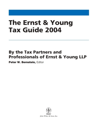 The Ernst & Young Tax Guide 2004