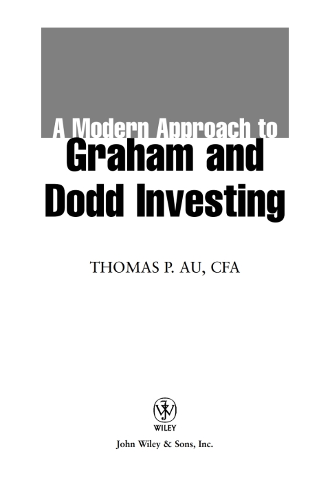 Cover image for book A Modern Approach to Graham and Dodd Investing