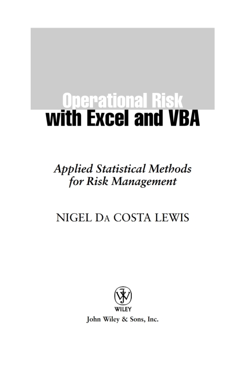 Cover image for book Operational Risk with Excel and VBA