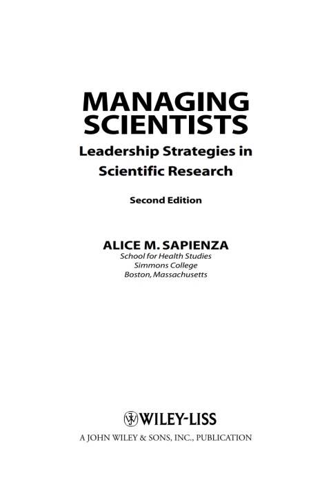 Cover image for book Managing Scientists