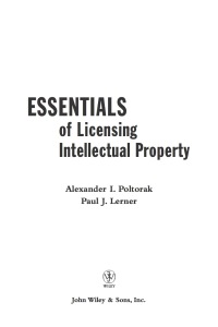 Titelbild: Essentials of Licensing Intellectual Property 1st edition 9780471432333