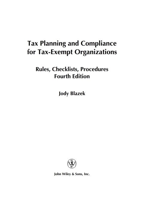 Cover image for book Tax Planning and Compliance for Tax-Exempt Organizations