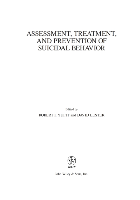 Cover image for book Assessment, Treatment, and Prevention of Suicidal Behavior