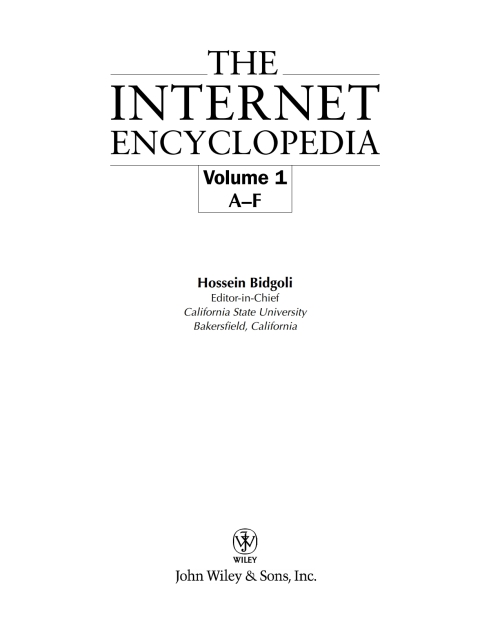 Cover image for book The Internet Encyclopedia, Volume 1 (A - F)