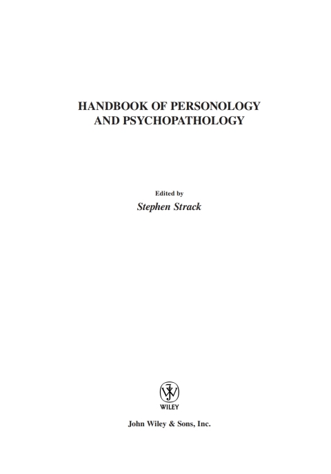 Cover image for book Handbook of Personology and Psychopathology
