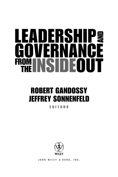Cover image for book Leadership and Governance from the Inside Out