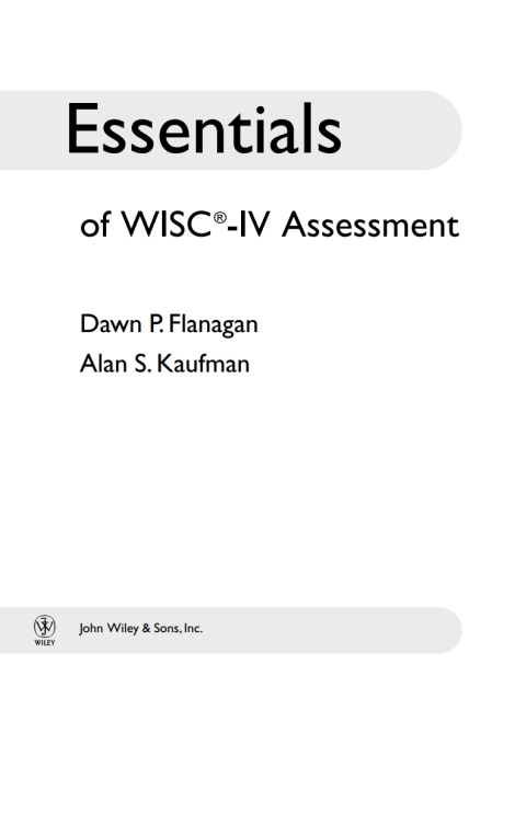 Essentials of WISC-IV Assessment 