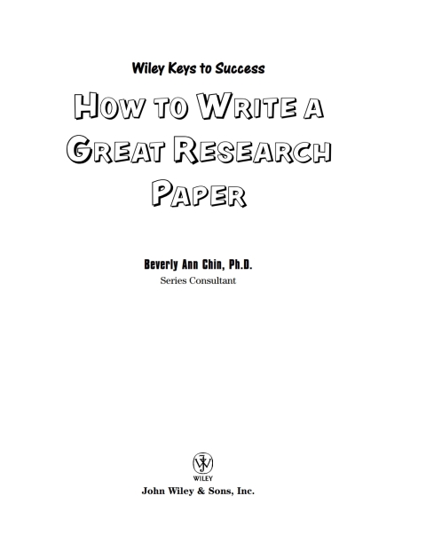 Cover image for book How to Write a Great Research Paper