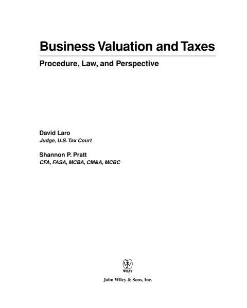 Business Valuation and Taxes: Procedure, Law, and Perspective 