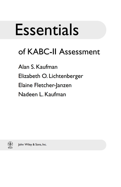 Essentials of KABC-II Assessment 
