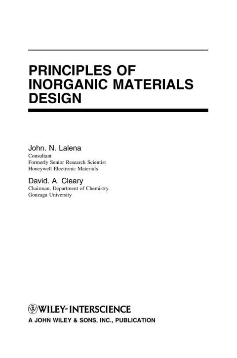 Cover image for book Principles of Inorganic Materials Design