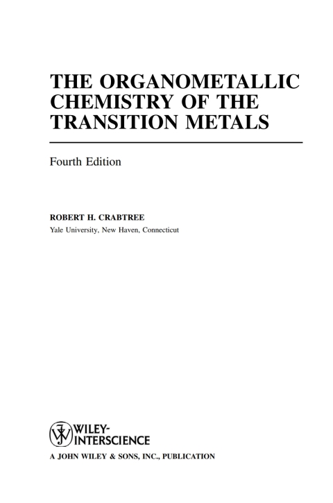 Cover image for book The Organometallic Chemistry of the Transition Metals, 4th Edition