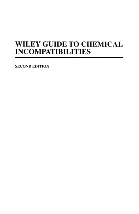 Cover image for book Wiley Guide to Chemical Incompatibilities