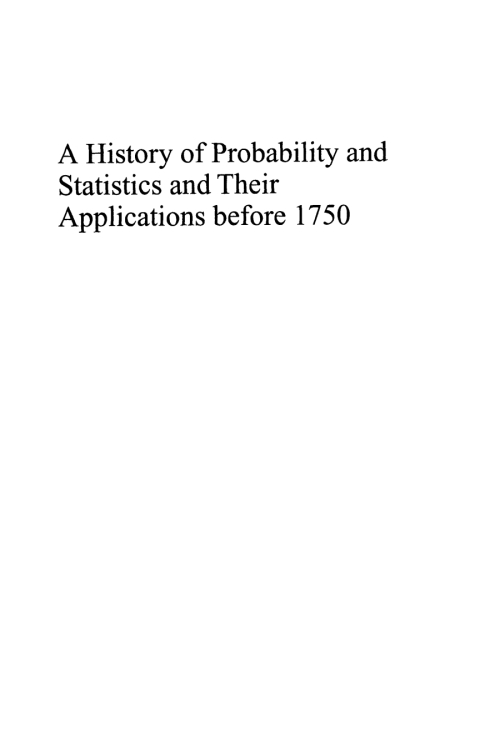 Cover image for book A History of Probability and Statistics and Their Applications before 1750