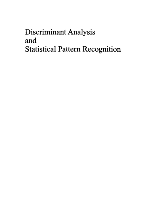 Cover image for book Discriminant Analysis and Statistical Pattern Recognition