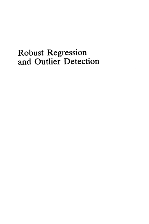 Cover image for book Robust Regression and Outlier Detection