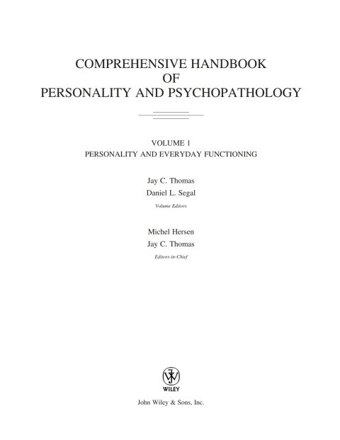 Cover image for book Comprehensive Handbook of Personality and Psychopathology, Personality and Everyday Functioning