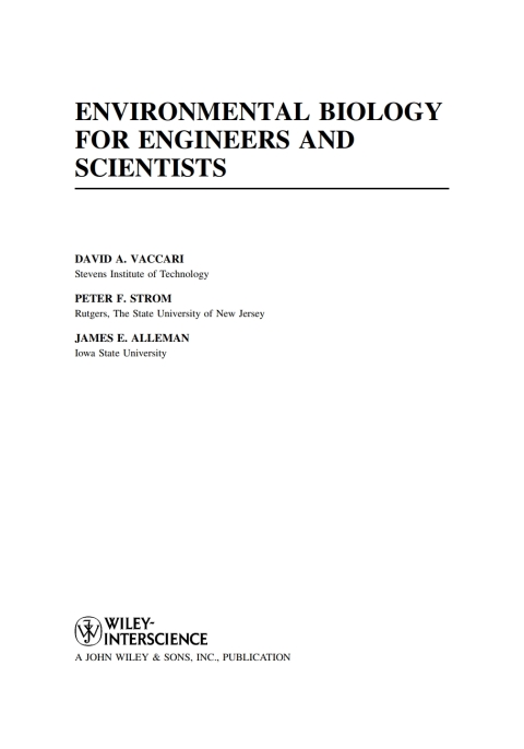 Environmental Biology for Engineers and Scientists 