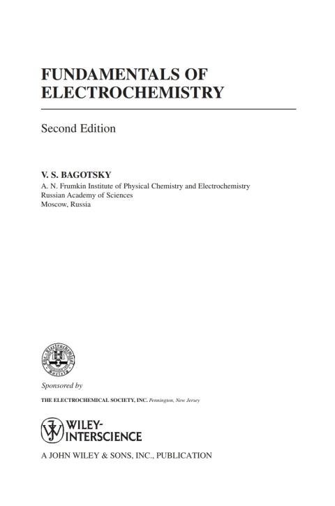 Cover image for book Fundamentals of Electrochemistry