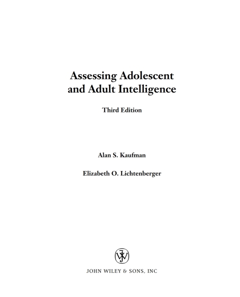 Assessing Adolescent and Adult Intelligence 