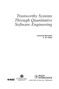 Cover image: Trustworthy Systems Through Quantitative Software Engineering 1st edition 9780471696919