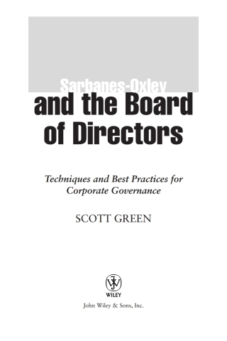 Sarbanes-Oxley and the Board of Directors