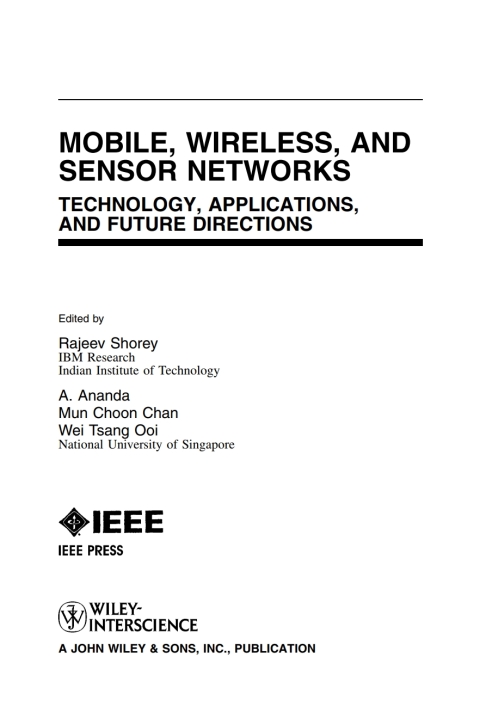 Cover image for book Mobile, Wireless, and Sensor Networks