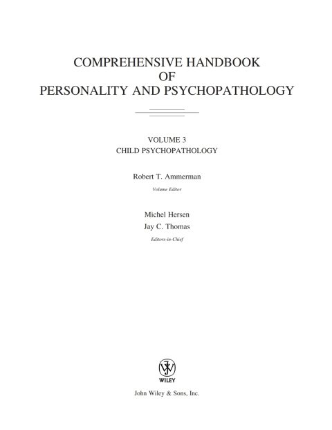 Cover image for book Comprehensive Handbook of Personality and Psychopathology, Child Psychopathology