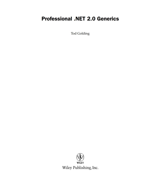 Cover image for book Professional .NET 2.0 Generics
