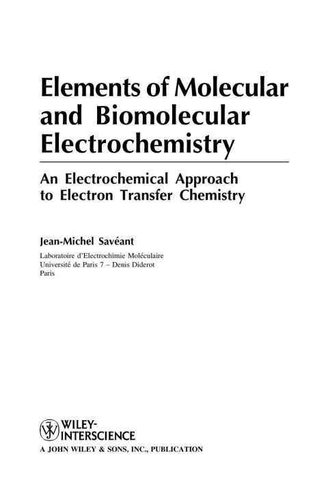 Cover image for book Elements of Molecular and Biomolecular Electrochemistry