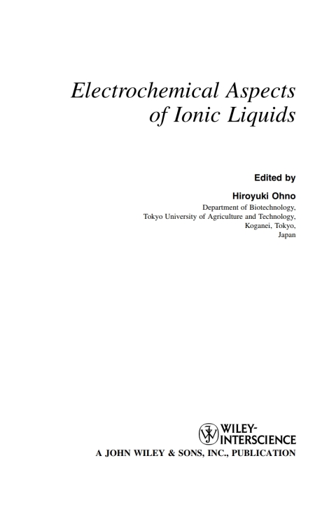 Cover image for book Electrochemical Aspects of Ionic Liquids