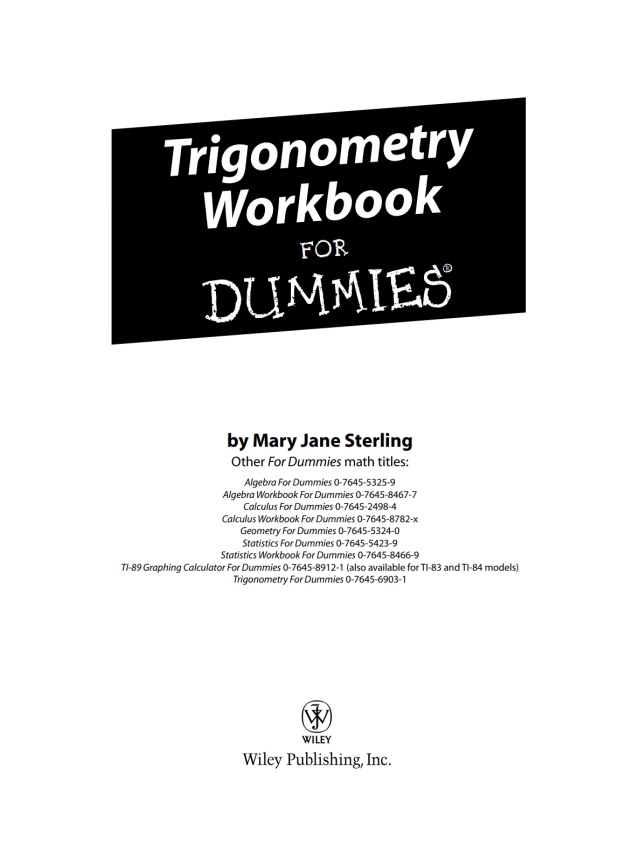 Trigonometry Workbook For Dummies