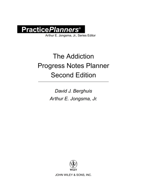 The Addiction Progress Notes Planner 
